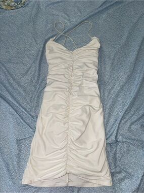 Windsor Women's Ruched Cream Slip Dress